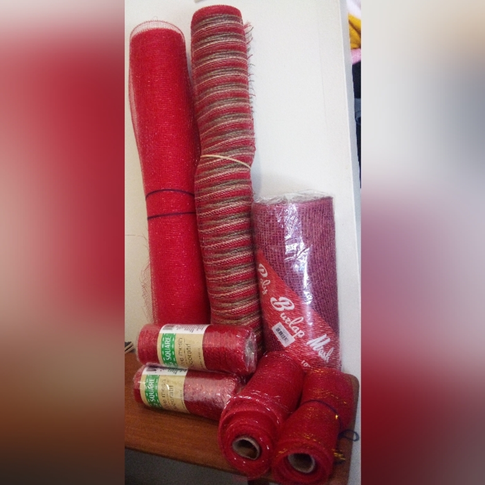 Decorative Mesh Reds Wreaths Crafts